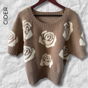 {Cider} Floral Knit S/S Sweater
